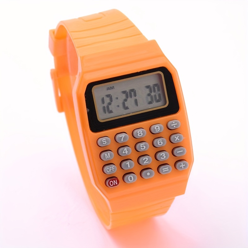 Kids Calculator Watch LCD Clock Unisex Silicone Date Time Electronic Wrist Watch