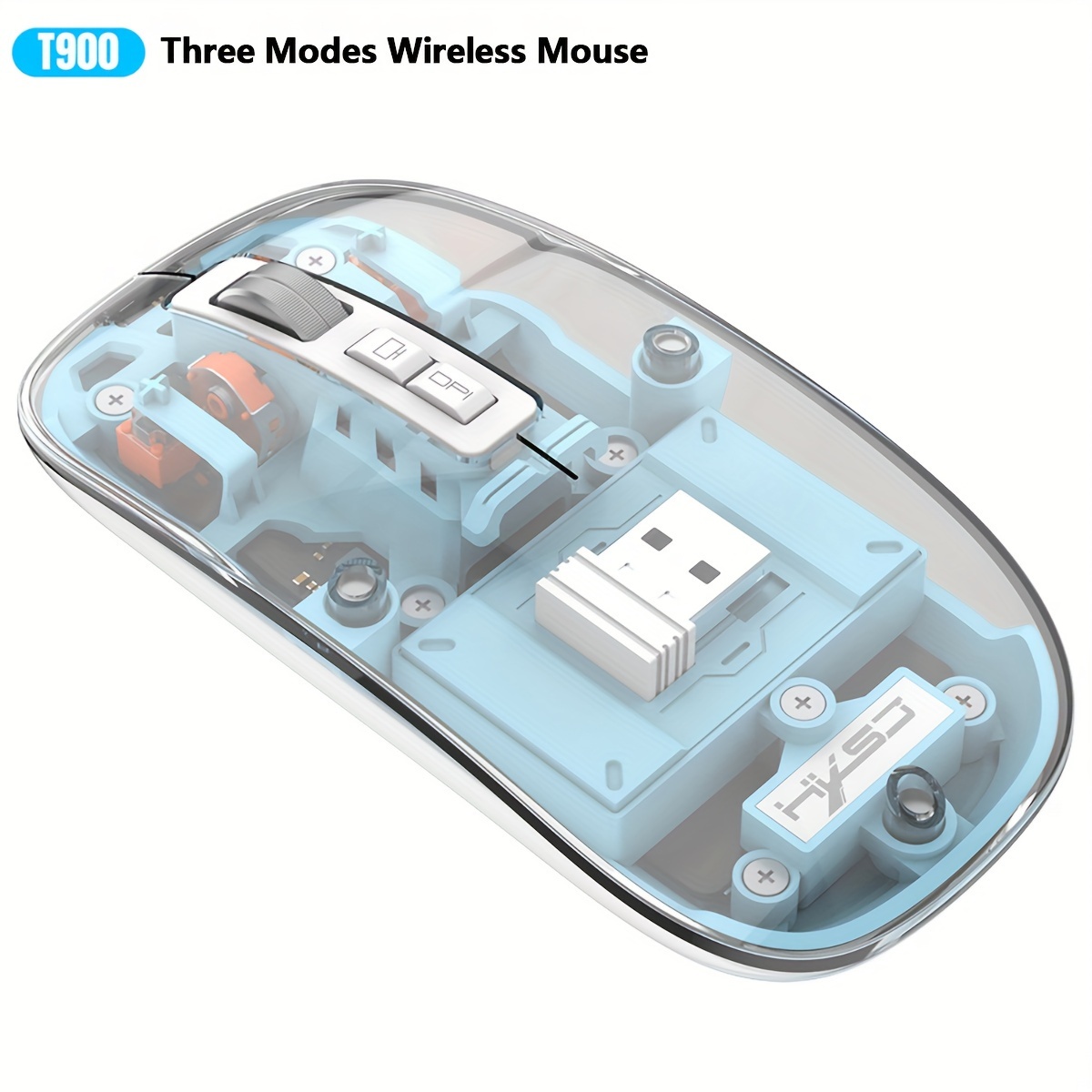 New Wireless Three mode Mouse Transparent Shell 2400dpi - Temu