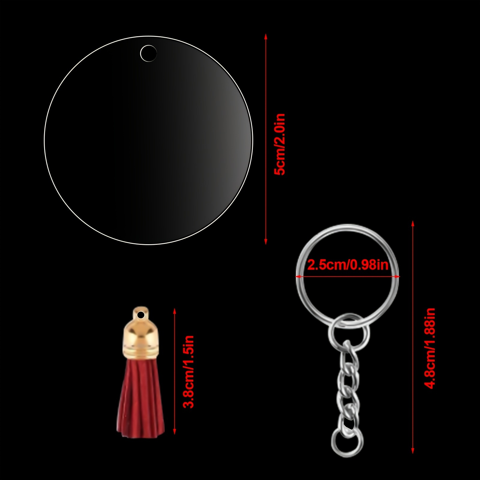 30 Pcs Acrylic Keychain Blank Acrylic Clear Round Blank for DIY Keychains,Temu
