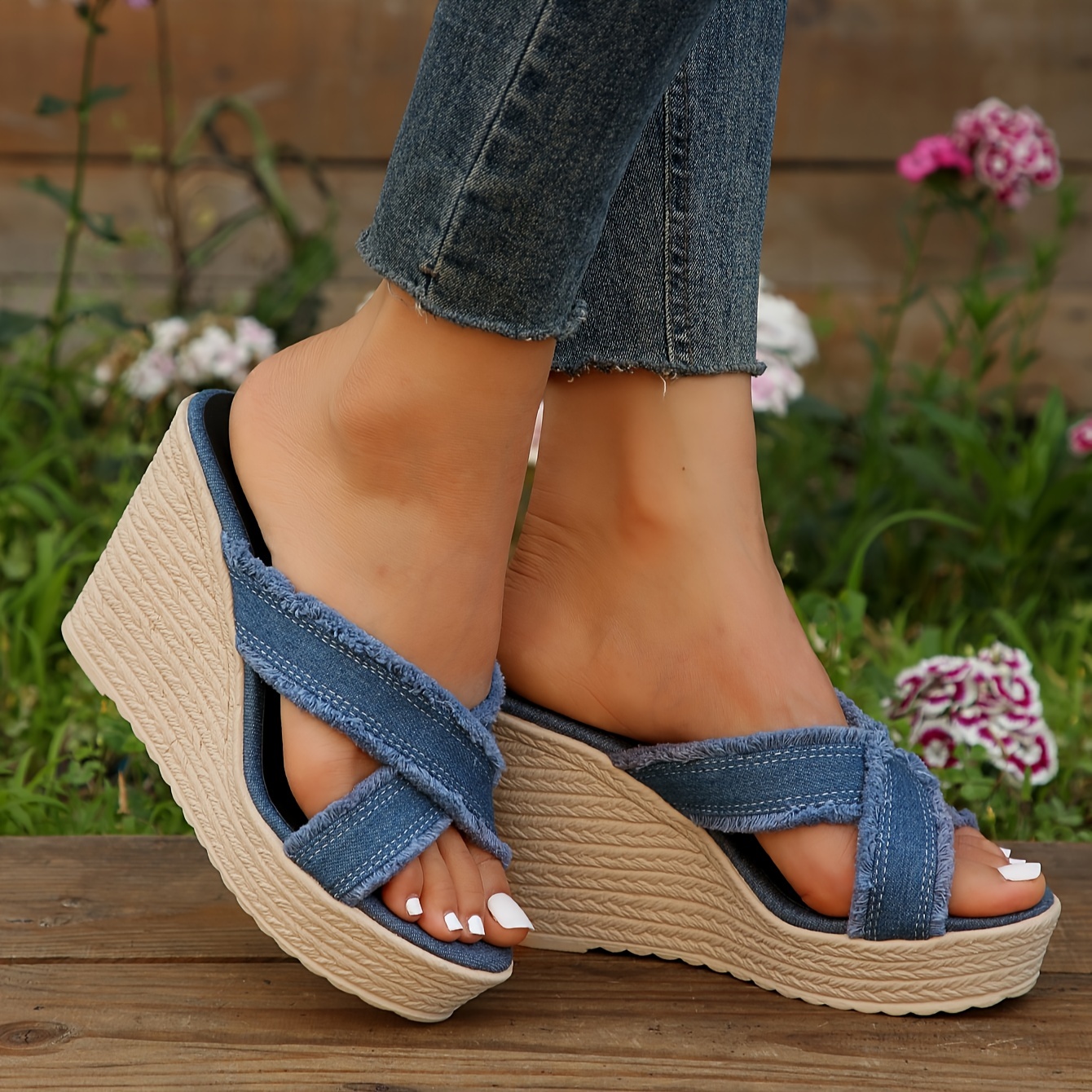 Criss Cross Espadrille Ankle Strap Wedge Shoes
