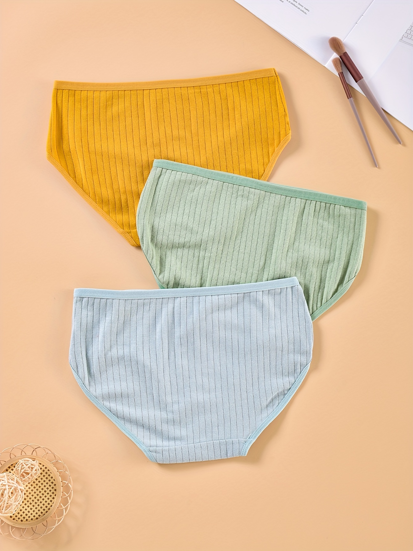 Solid Ribbed Briefs Comfy Breathable Stretchy Intimates - Temu Canada