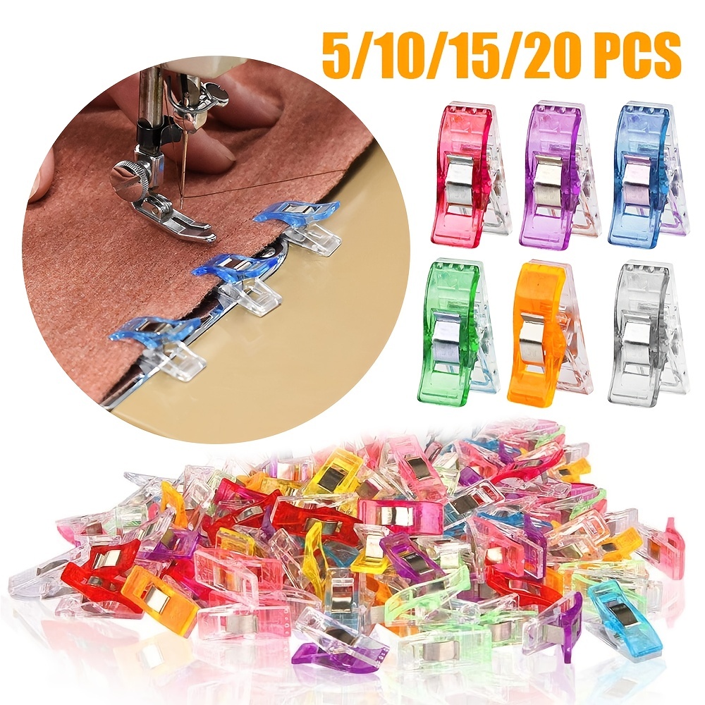 Daindy 50pcs Sewing Clips Craft Quilting Binding Plastic Clips Clamps Pack of 50 Clear Red (50pcs Mixed Color)