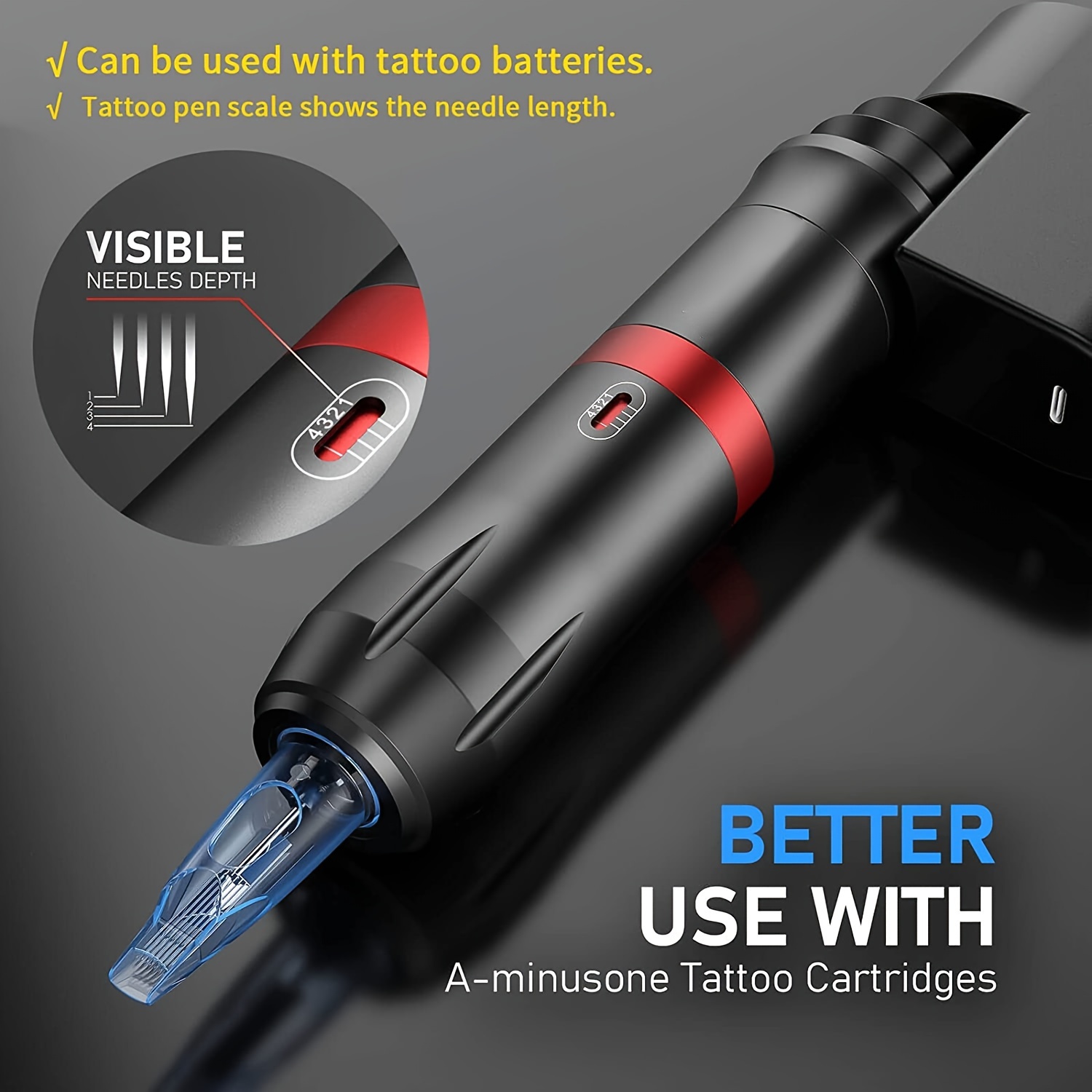 Complete Rotary Tattoo Pen Machine Kit Skin Practice Professional