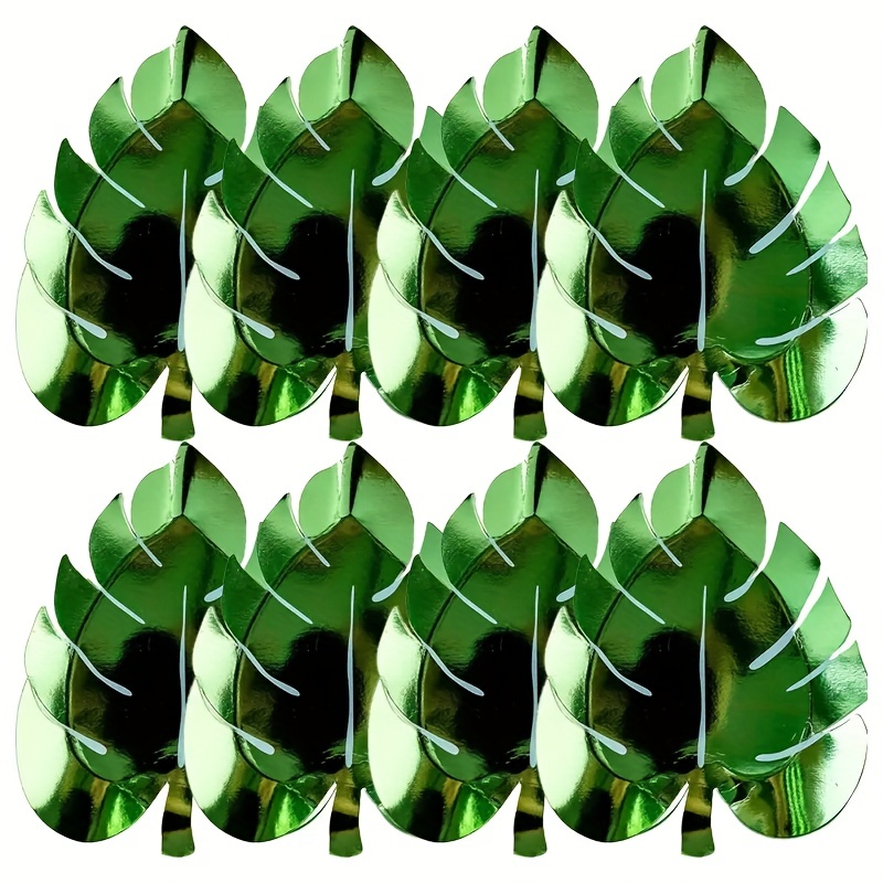 8pcs Hawaiian Leaf Pattern Paper Plates for Weddings Birthdays Summer Parties
