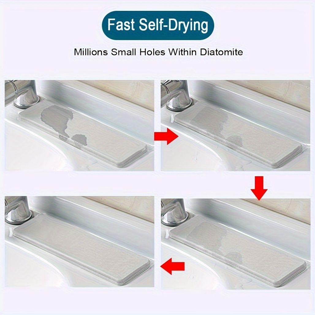 4PCS Water Absorbing Stone Tray for Sink Diatomite Mud Coaster