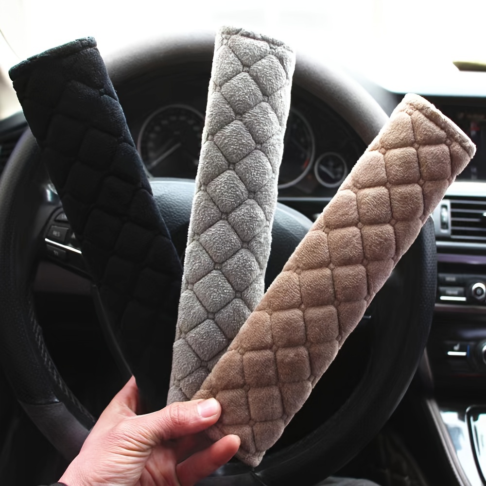 Adults Kids Car Interior Accessories Fluffy Car Auto Seat Belt Cover Plush Safety  Belt Shoulder Pad Universal 2 Pack Gray
