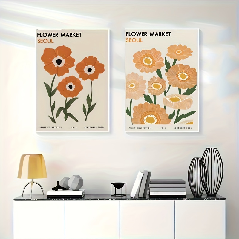 2 Pezzi/set Moderni Stampe Su Tela Poster, Minimalista Mercato Floreale  Dipinti Su Tela Da Parete, Opere D'arte Pittura Murale Per Soggiorno Camera  Da