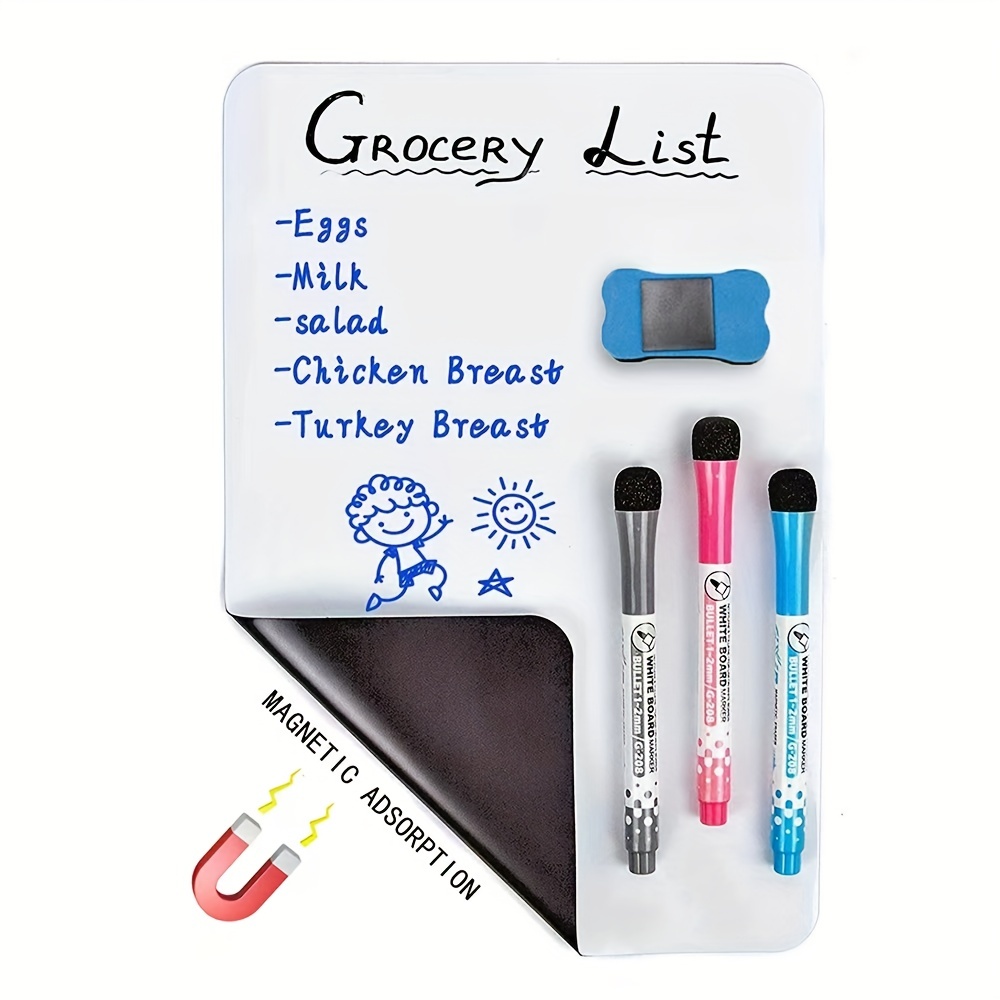 Magnetic Dry Erase Whiteboard Sheet White Board for Refrigerator with  Colored Markers and Eraser Small Message Center - AliExpress