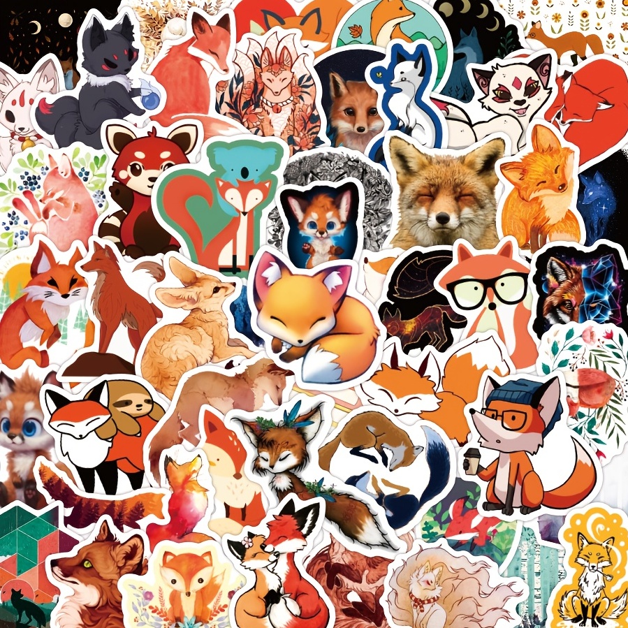 52pcs Cute Fox Cartoon Not Easy To Fade Decorative Waterproof No-repeat  Sticker For Handbook Guitar Water Bottles Laptop Travel Case