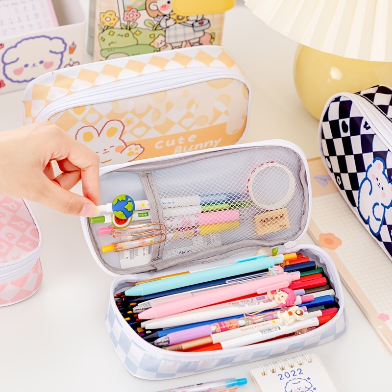 Kawaii Large Capacity Rabbit Canvas School Pencil Cases Girl Waterproof  Pencils Box Creative Cute Pen Bag Box Pouch Office Stationery Supplies
