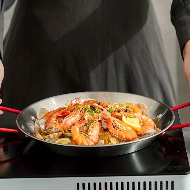 Paella Pan Stainless Steel Frying Pan Seafood Rice - Temu