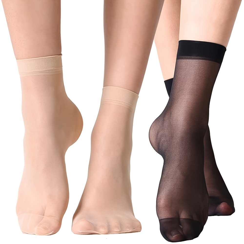 Pair Of 4 Women Girls Fashion Socks Crystal Silk Ladies Short Socks girls  socks female socks Pack of 4 Skin Cotton