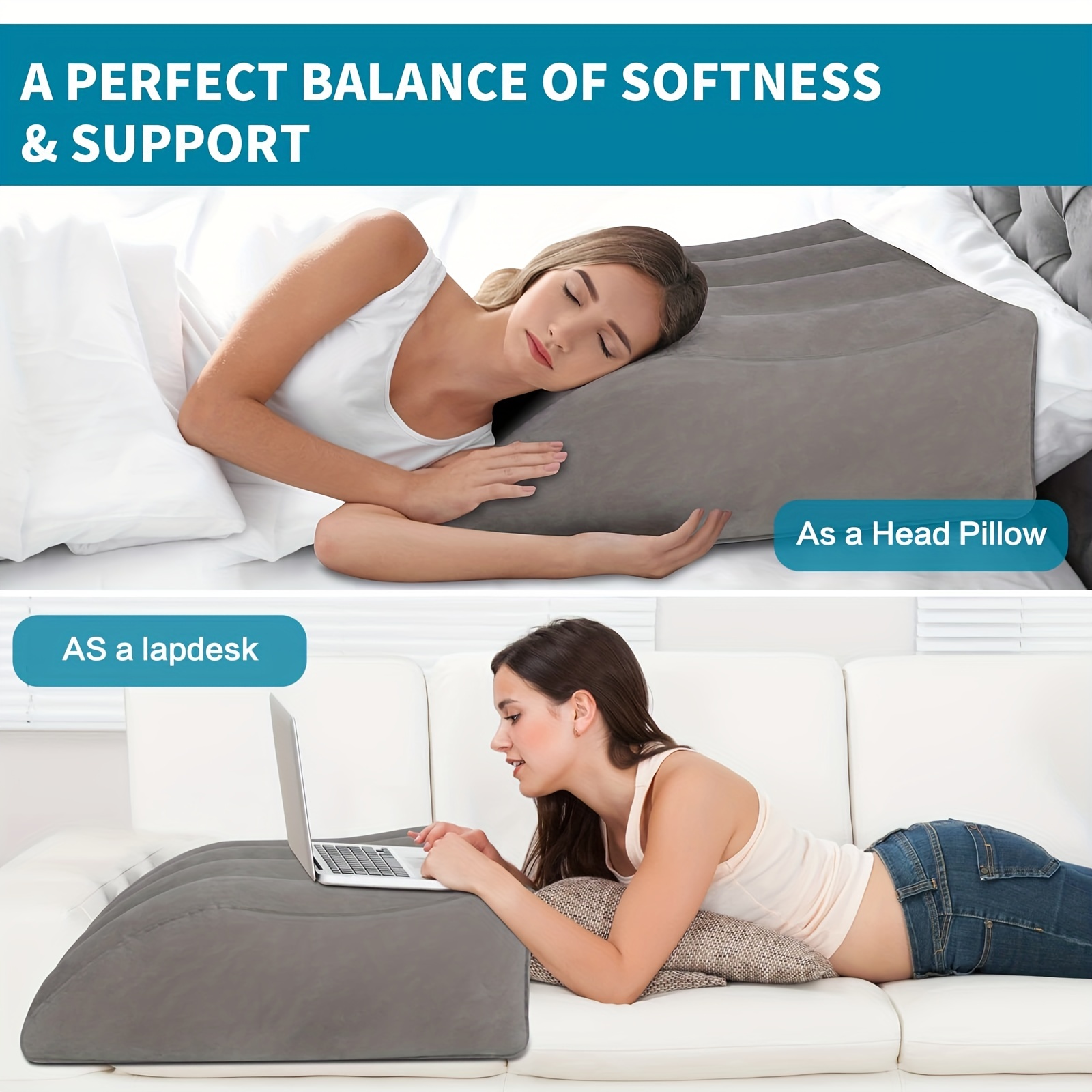 Leg Elevation Pillow Inflatable Wedge Pillows, Comfort Leg Pillows For  Sleeping Leg & Back Pain Relief, Leg Support Pillow Leg Wedge Pillows For  After Aurgery, Hip, Foot, Ankle Recovery - Temu United