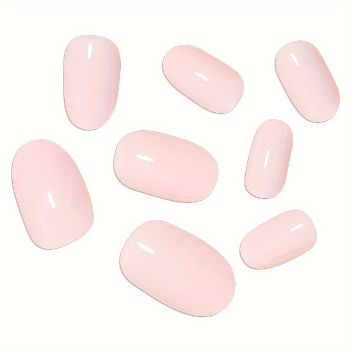 24pcs mid length oval shape press on nails solid color fake nail full cover nails for women details 17