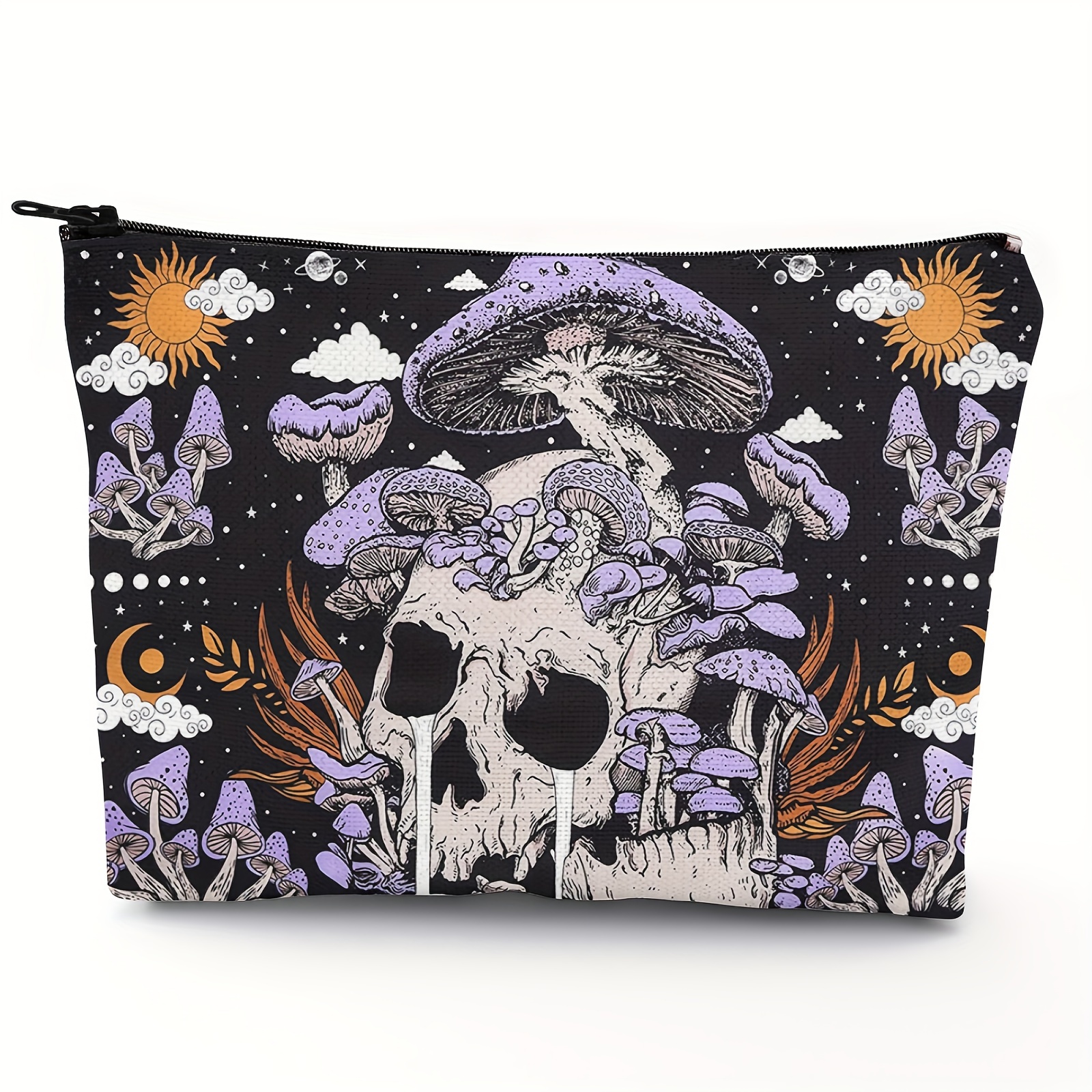 

Mushroom Makeup Bag, Skull Cosmetic Bag, Skeleton Purple Travel Makeup Bag With Zipper