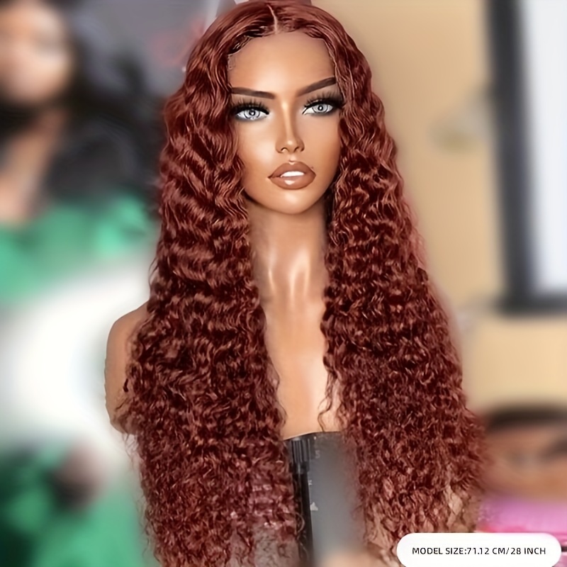 Reddish Brown Water Wave 13x4 Lace Front Wigs Human Hair Pre Temu