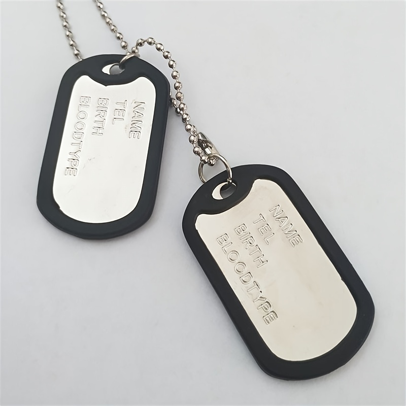 Military Army Style Black Dog Tags Chain Men's Pendant - Temu