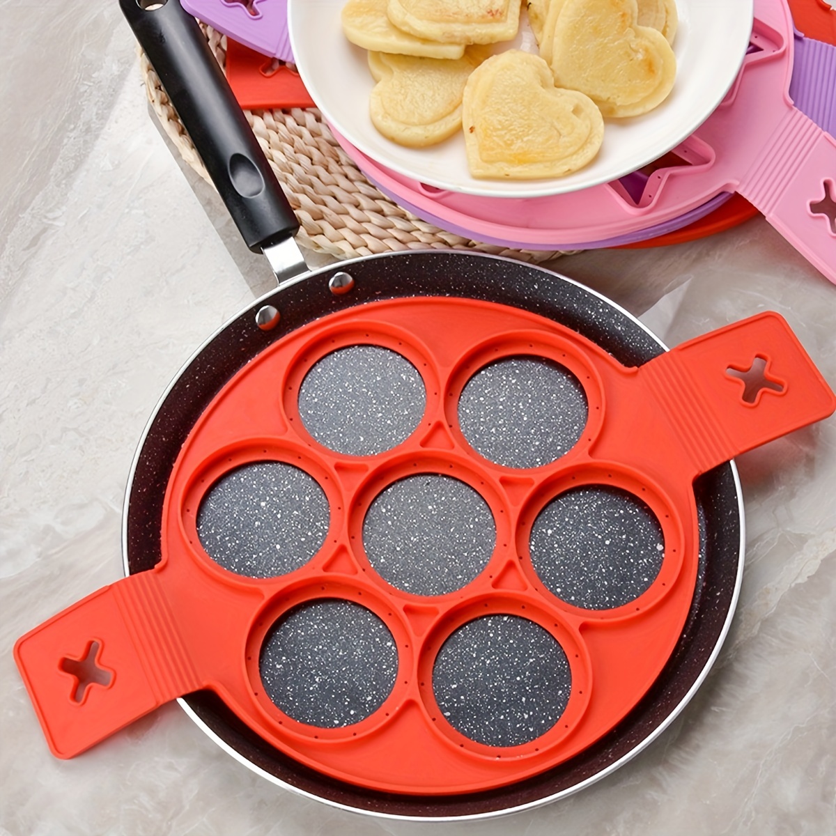 Egg Pancake Ring, Non-stick Pancake Maker Silicone Mold, Egg Cooker Omelet  Forming, Kitchen Baking Accessories - Temu