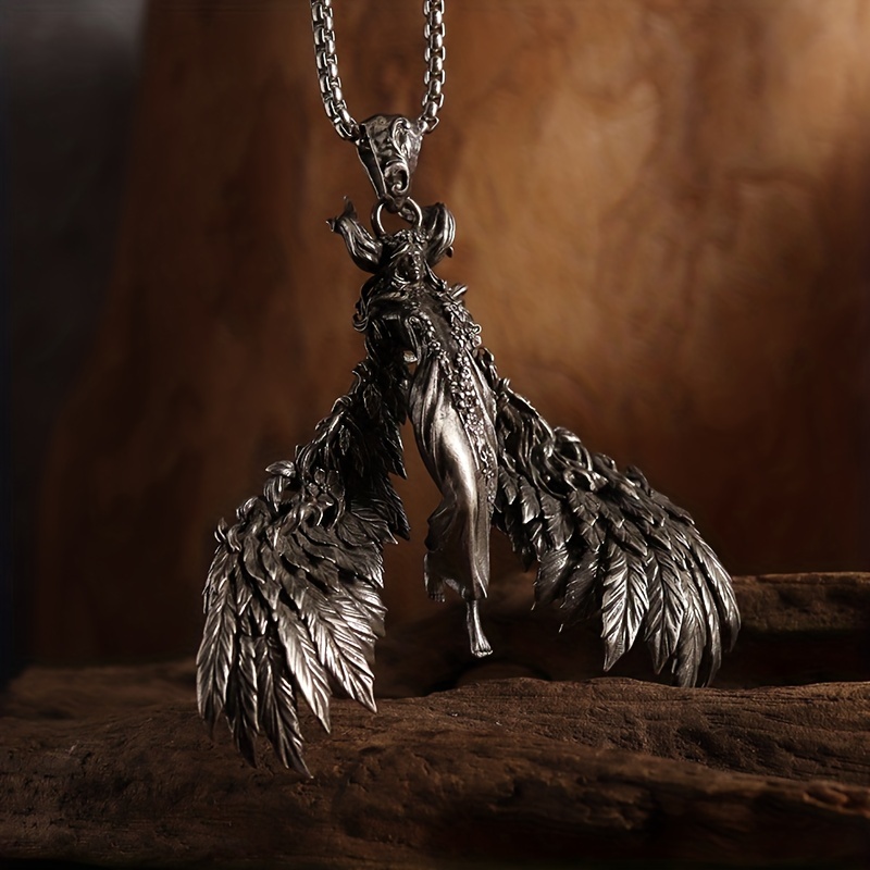 Retro Gothic Winged Devil Angel Pendant Necklace