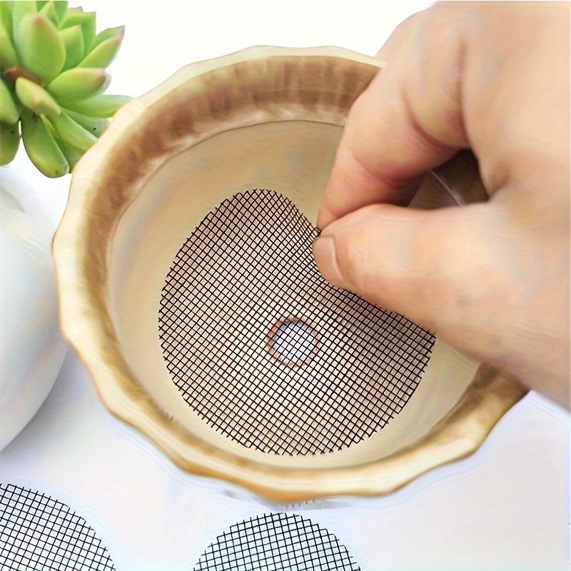 

50pcs Round Mesh For Plant Drainage, Bonsai Pot Bottom Grid Mat, Soil Retainer & Water Drainage Screen, Gardening Supplies &