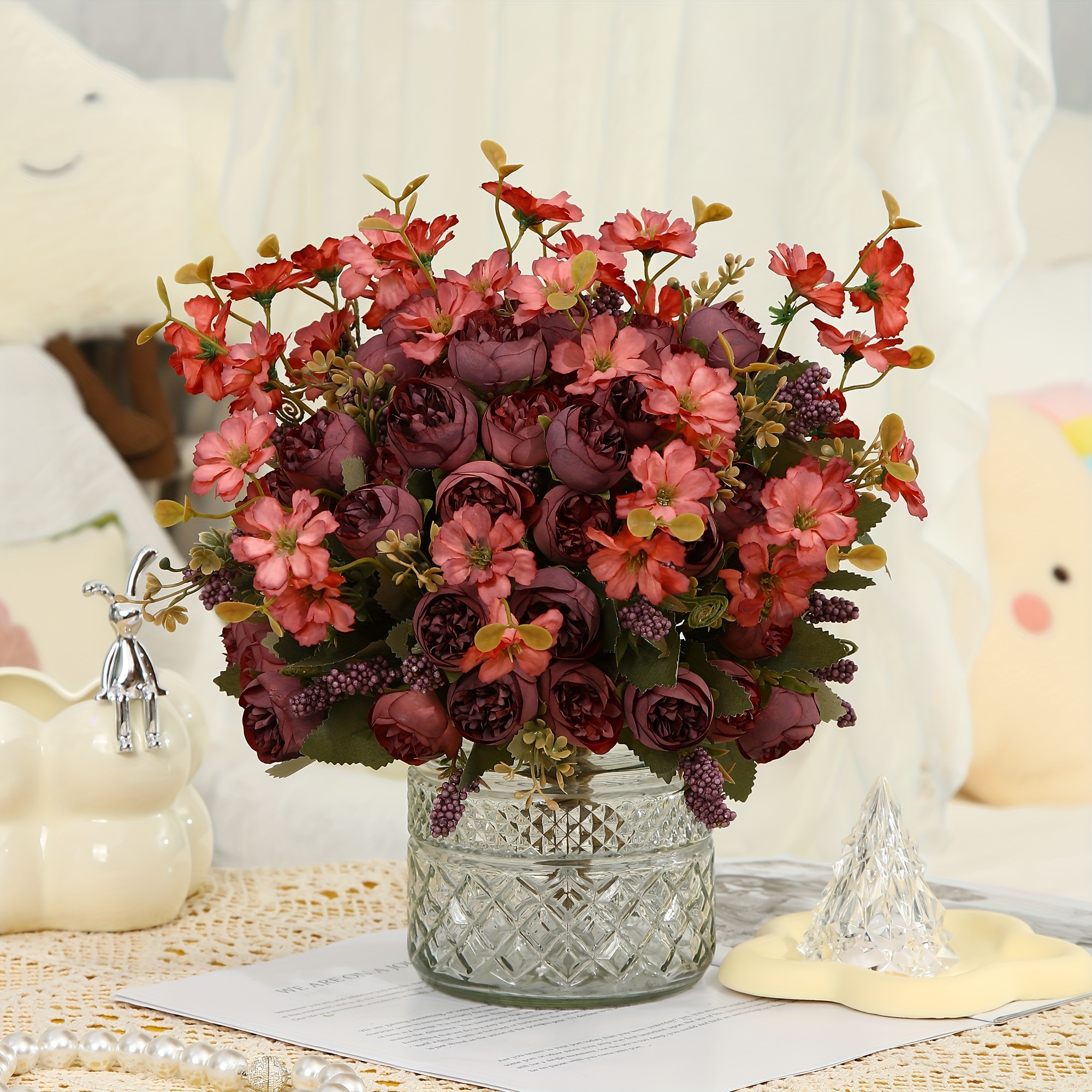 Artificial Fake Rose Flowers Bouquet Arrangements Wedding - Temu