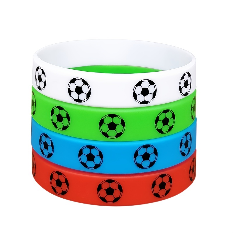 24pcs Football Wristbands Bracelets Football Silicone Bracelets Football  Sport Bracelets Bulk Football Wristbands Accessories Gifts Football Soccer