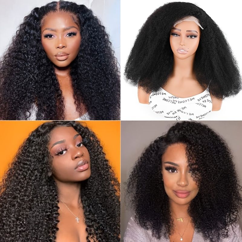 Afro Kinky Curly Human Hair Wig Lace Frontal Brazilian Human Hair Wigs For  Women Hair Replacement Wigs For Daily Use | Shop The Latest Trends | Temu