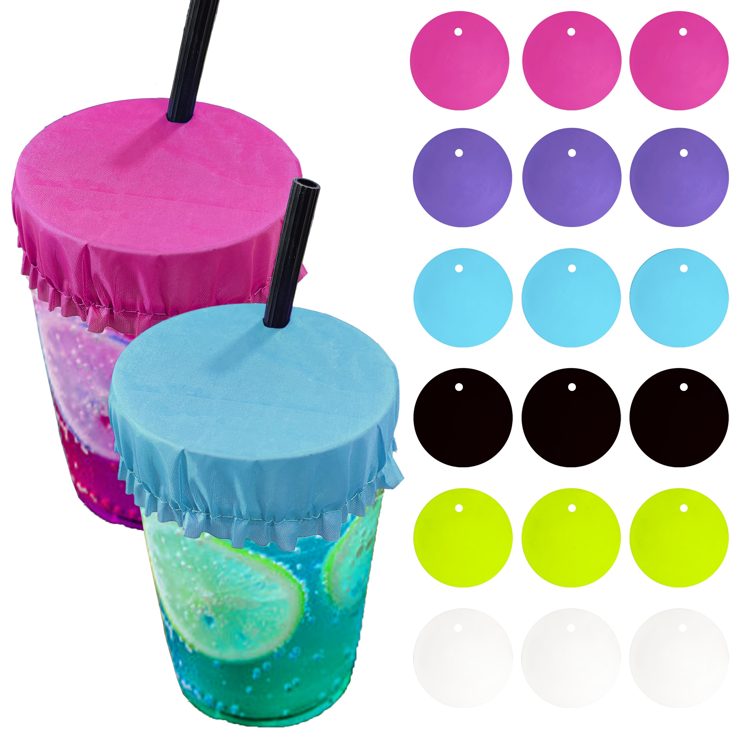 Drink Covers for Alcohol Protection 4-Pack Drink Spiking Prevention with  Straw Hole for Women - Reusable Fabric Cup Cover for Drinks to Keep Out
