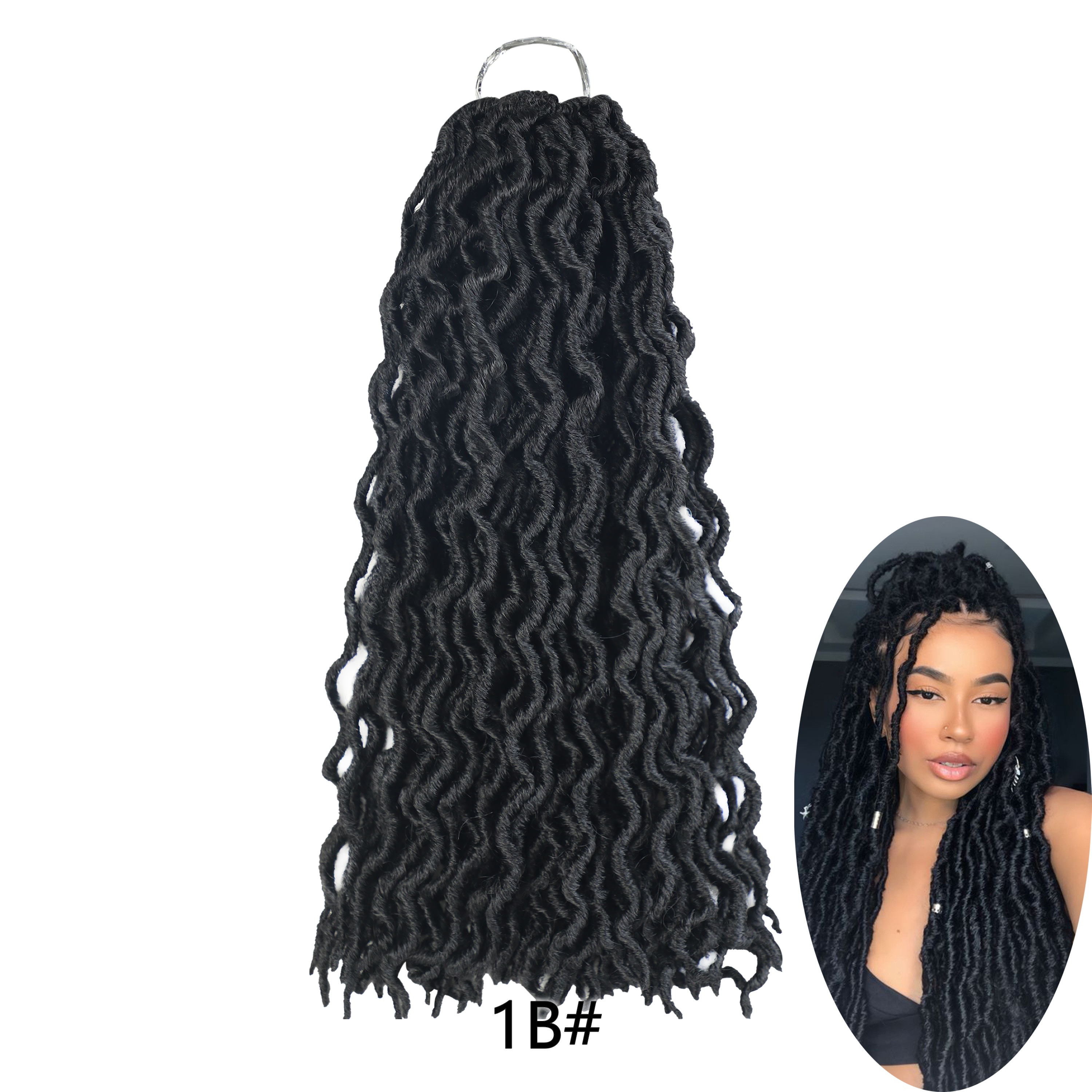 6 Pack Gypsy Locs Crochet Hair 18 Inch 24 roots 3 Tone Ombre wavy goddess  locs crochet hair Extensions Full Crochet Faux Locs For Black women(18inch