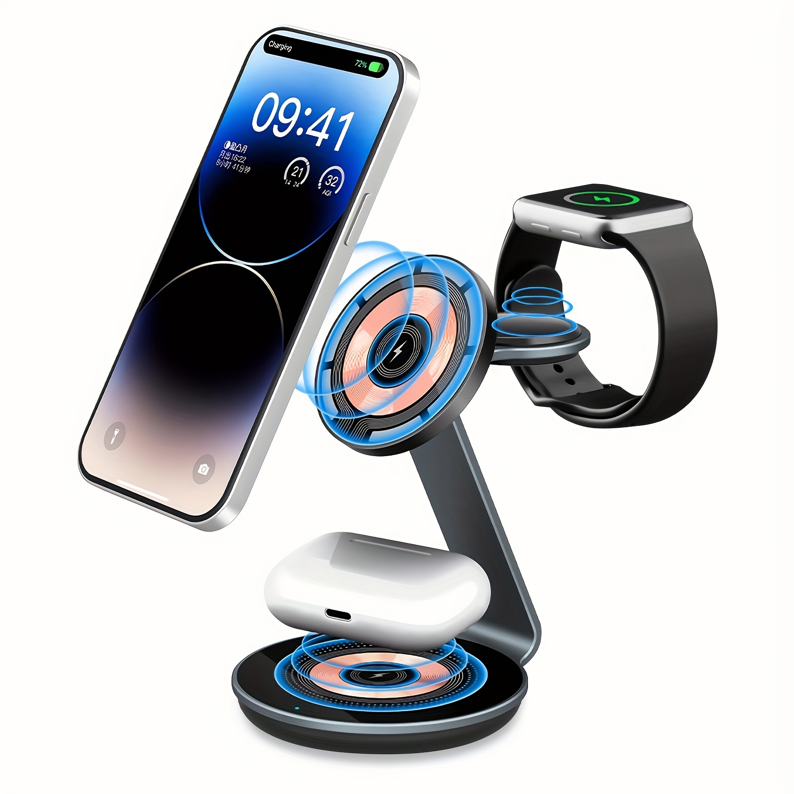 Magnetic Aluminium Alloy 1 Wireless Charger Iphone Multiple - Temu