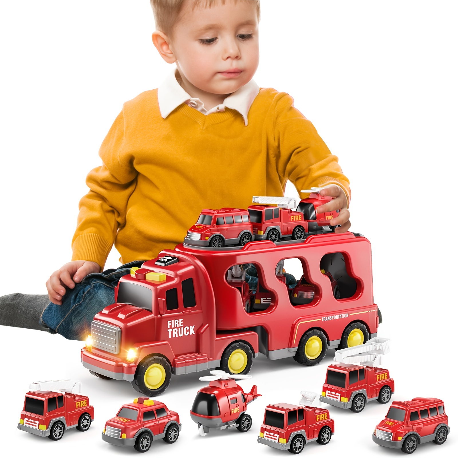 TD® Jouet de voiture enfant, de Pompier pour Les garçons de 3 à 9 Ans,  Cadeaux de Noël pour Les garçons