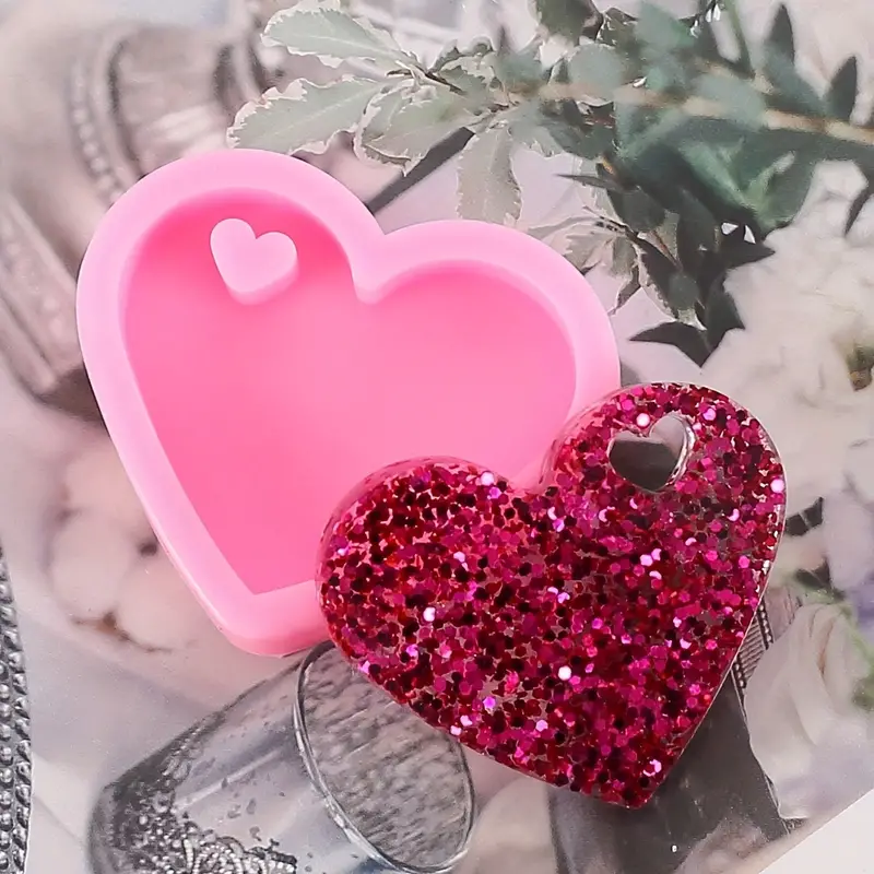 Resin Heart Shape Pendant Keychain Silicone Mold Epoxy Resin Mold For DIY  Necklace Craft Jewelry, Bracelet, Earrings, Fondant Candy Chocolate Cake