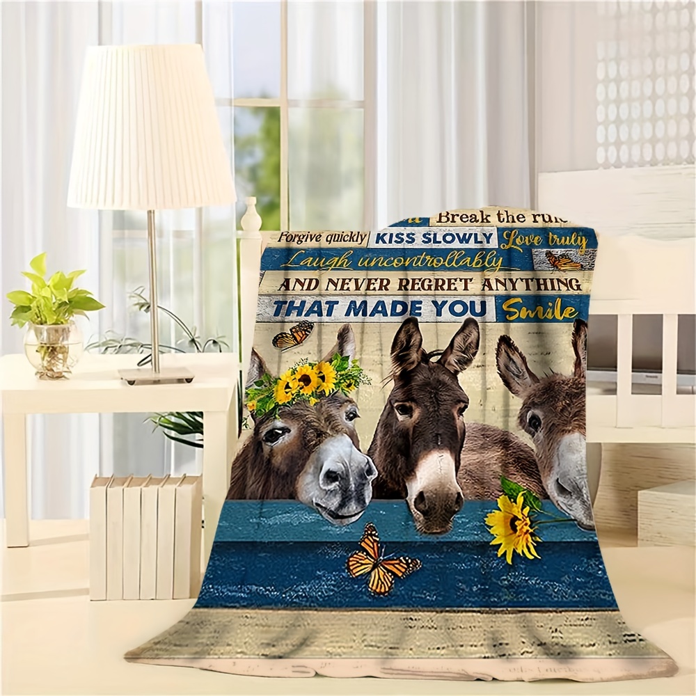 Cartoon Donkeys Print Blanket Soft Cozy Throw Blanket Nap Temu