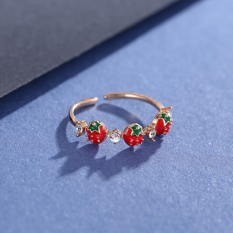 Strawberry Ring 14K Plated Open Ring
