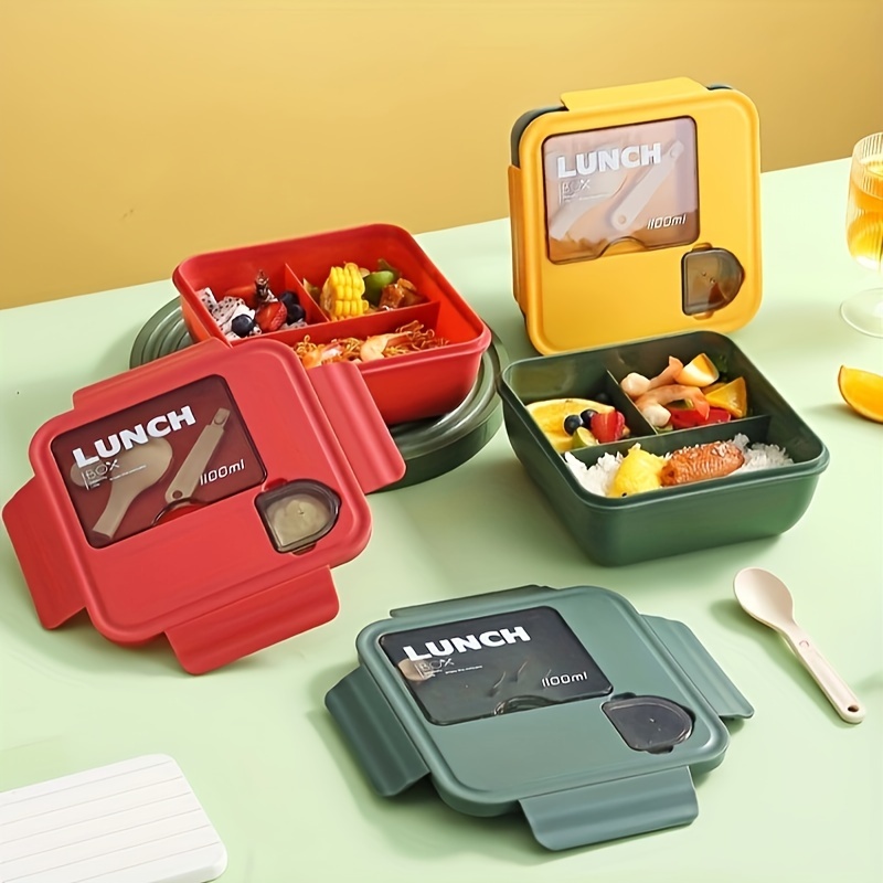 Foldable Bento Box, Lunch Box, Bento Box, Adult/student Lunch Container  With 3 Compartments And Forks And Spoons, Leak Proof, For Back To School,  Class, College, School Supplies, Kitchen Organizers And Storage, Kitchen