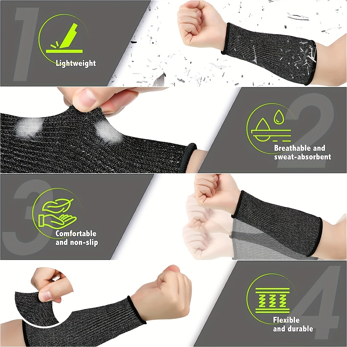 Non-Compression Protective Sleeves - Forearm - Light Weight (Black)