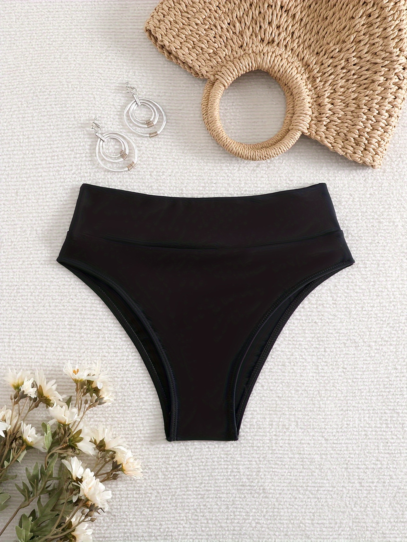 High Waist Swim Briefs - Black