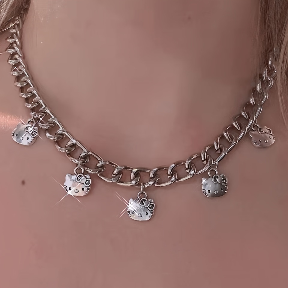 Hello Kitty Y2k Sanrio Jewelry Necklace Kawaii Hello Kitty Stuff Pals  Sisters Clavicle Chain Adjustable Ladies Birthday Gift 