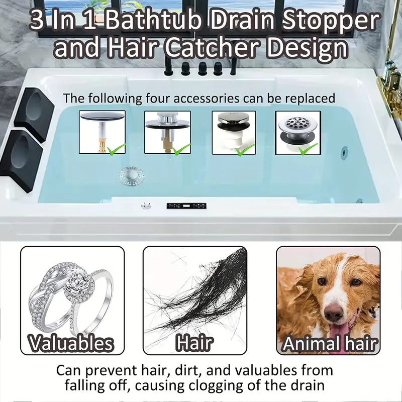 Universal Tub Stopper Bathtub Copper Drain Stoppers 1 Pop Up - Temu