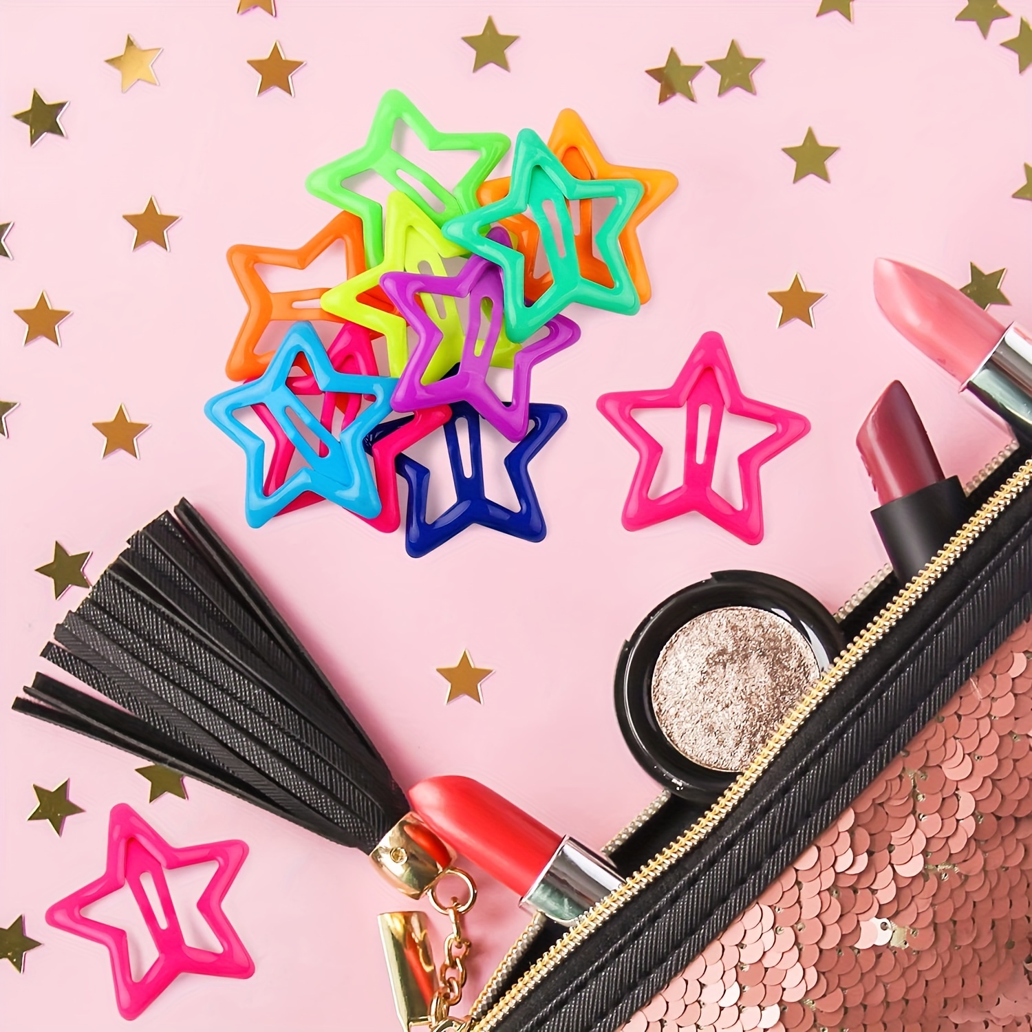 Set of 20 Solid Star Hair Clips for Girls