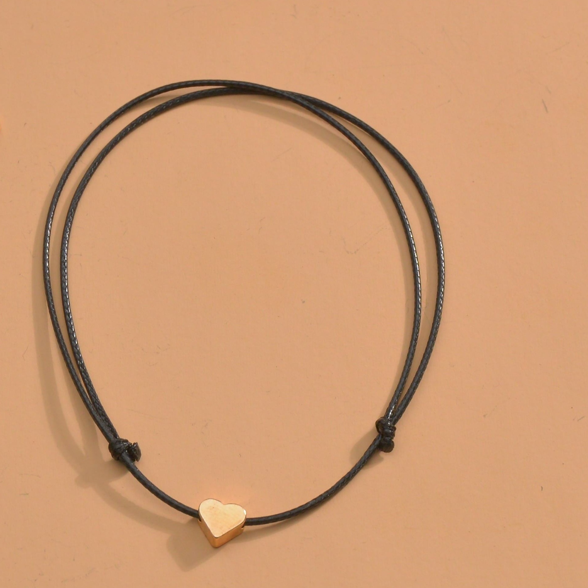 2pc Thin Chain Anklet with Mini Love Heart Beads