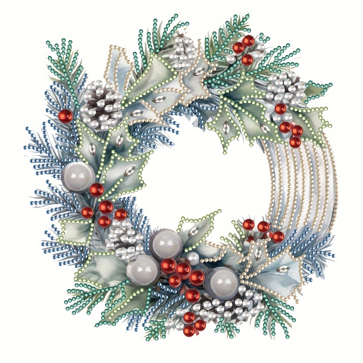 

1pc Christmas Wreath Pattern Diamond Painting Kit, Diy 5d Special Shape Crystal Diamond Partial Diamond Painting Mosaic Handicraft, Suitable For Home Wall Decoration Art. Frameless Decorative Painting