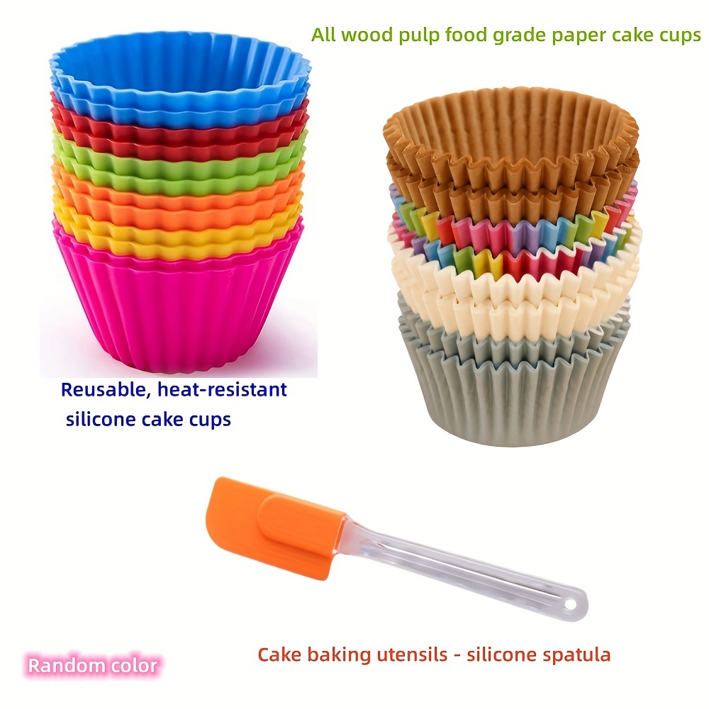12pcs/Set, Silicone Baking Cups, Reusable Cupcake Liners, Home Cake Molds,  Standard Size Muffin Liners, Dishwasher Safe, Baking Tools, Kitchen Gadgets
