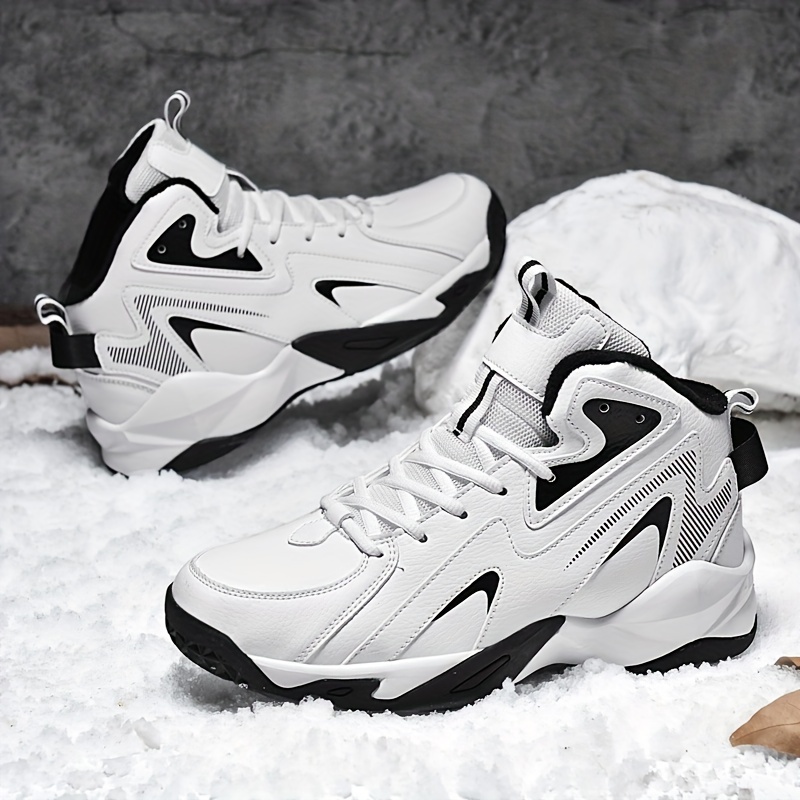 Men's Color Block Basketball Shoes Warm Plush Lining Comfy Temu