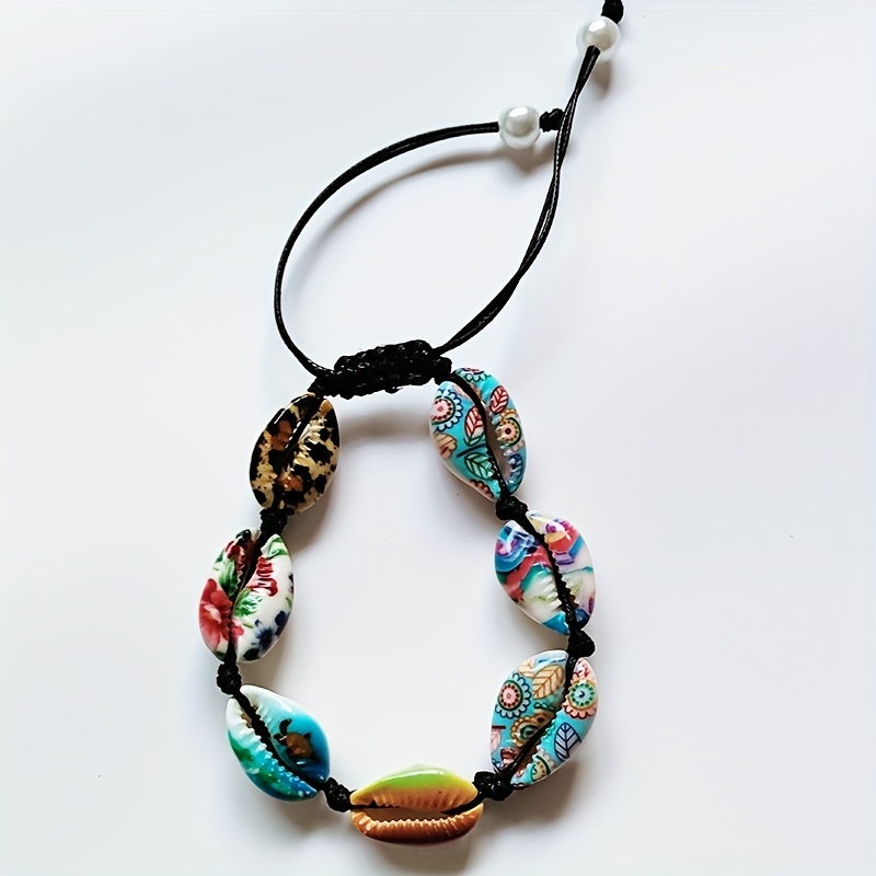 Men's Painted Shell Braided Bracelet, Bohemian Style