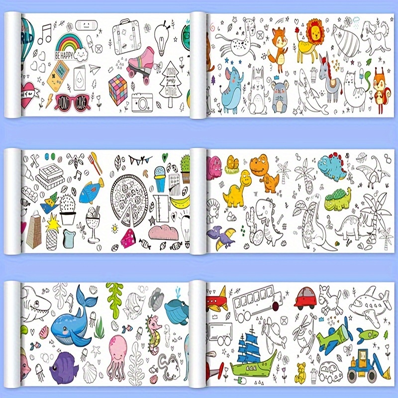  Children's Drawing Roll with Colored Pencils, Sticky