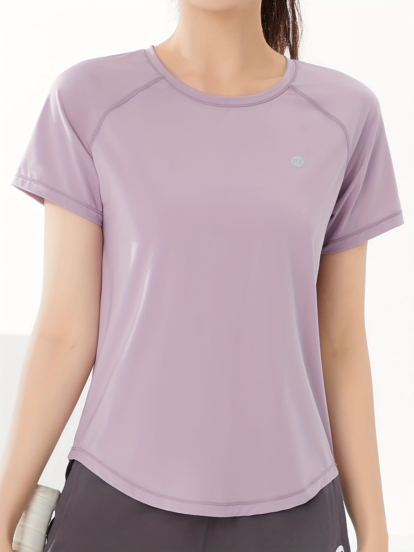 Solid Color Mesh Back Short Sleeve Breathable Sports T - Temu