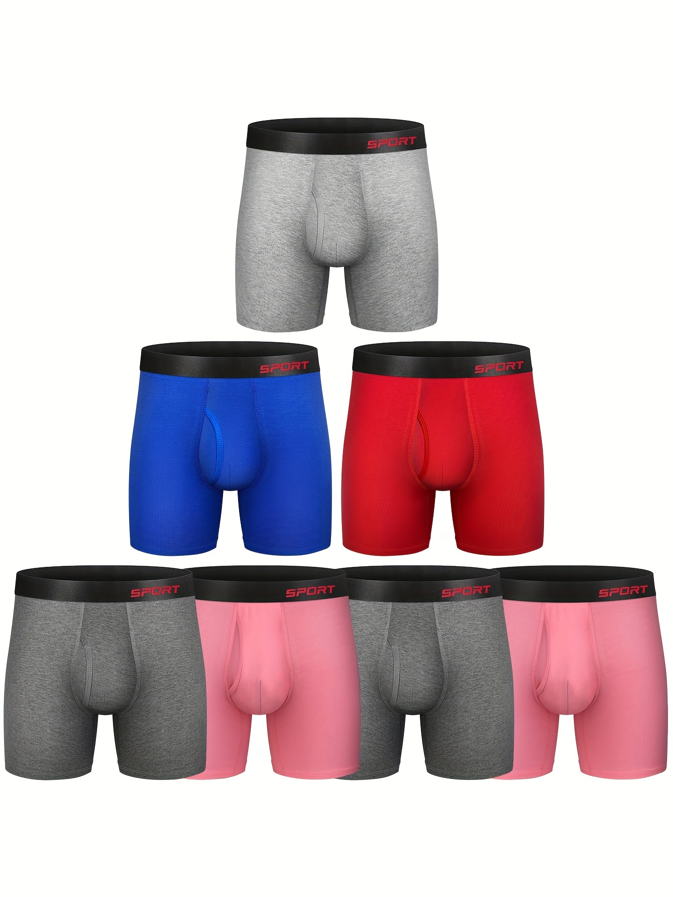 Men's Multipack Cotton Boxer Briefs Underwear 6”no Ride - Temu Canada