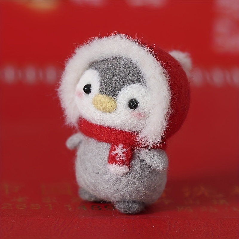 1pc Penguin Wool Felt Poking Handmade Diy Material Bag Creative Needle  Felting Gift Sewing Accessories