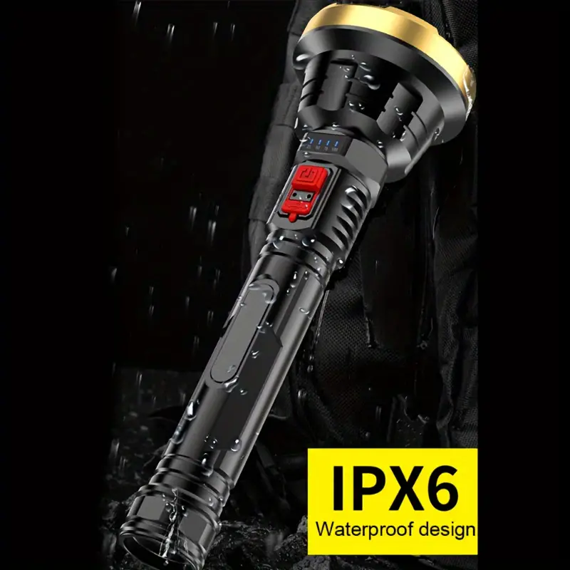 1pc built in battery rechargeable handheld flashlight life grade waterproof flashlight four speed power display is not afraid of sudden power failure details 1